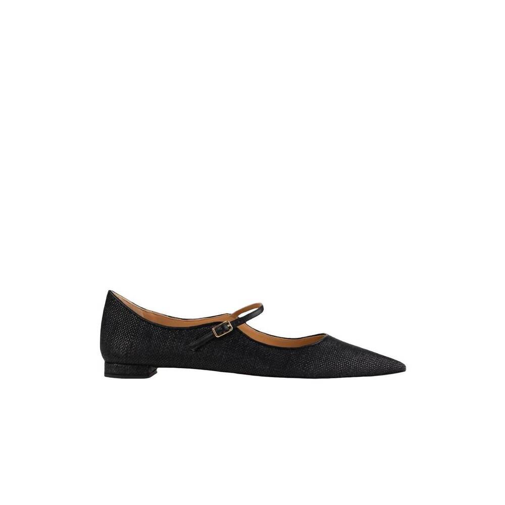 NEW ARTEANA women's genova mary jane raffia flat in black
